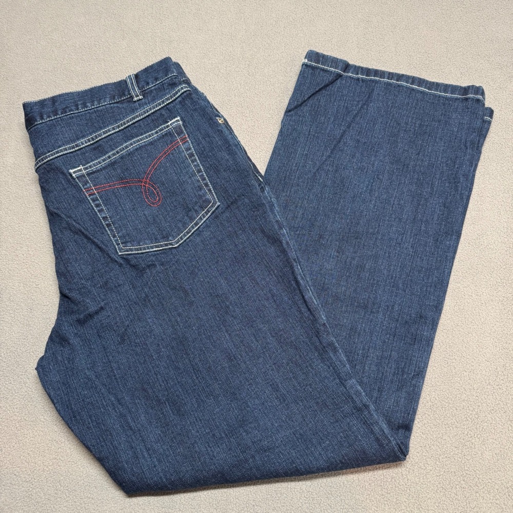 Sag Harbor Sport Petite Jeans Embroidered Straight Leg Denim 14P Blue T52894